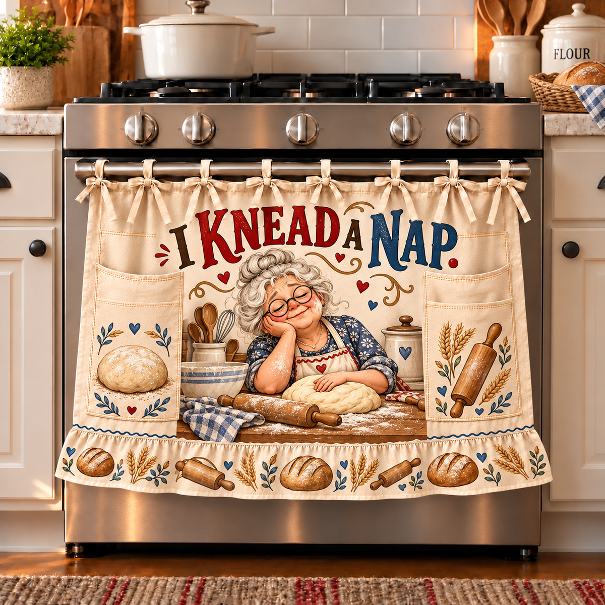 👵 Funny Kitchen Sayings Farmhouse Oven Door Hanging Curtain