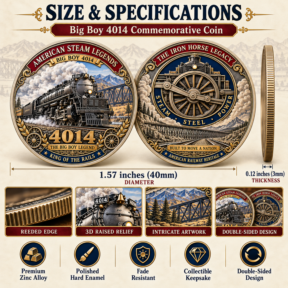 🚂 Big Boy 4014 American Steam Legends Commemorative Coin