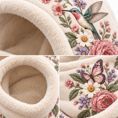 🌸 Women’s Floral 3-in-1 Winter Hood – Fleece-Lined Hat, Face Cover & Neck Warmer
