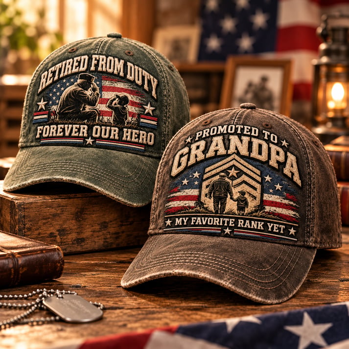 🇺🇸 Forever Our Hero – Veteran & Grandpa Tribute Cap | 2 Meaningful Designs