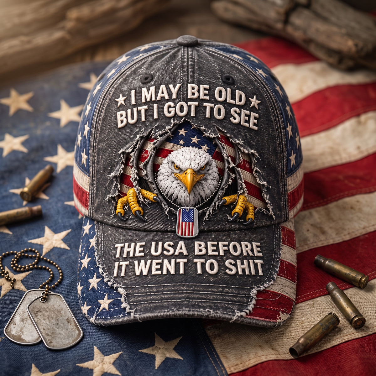Vintage Eagle Washed Baseball Cap