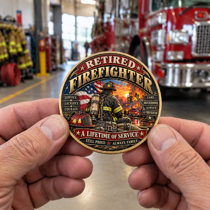 🇺🇸 Last Day Promo: 49% OFF 🔥Retired Firefighter A Lifetime of Service Challenge Coin🪓