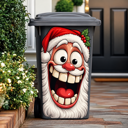🎄 Funny Christmas Trash Can Decals – Hilarious Holiday Character Stickers for Outdoor Bins