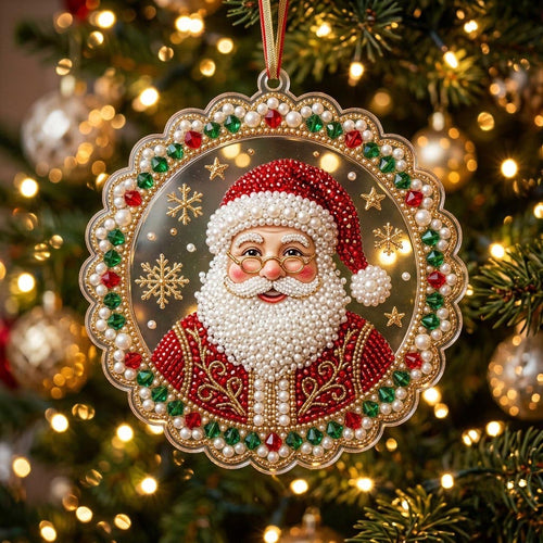 Sparkly Jeweled Santa Claus Christmas Ornament｜🎁Acrylic Xmas Tree Hanging Holiday Gift