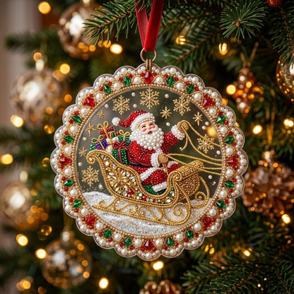 Sparkly Jeweled Santa Claus Christmas Ornament｜🎁Acrylic Xmas Tree Hanging Holiday Gift