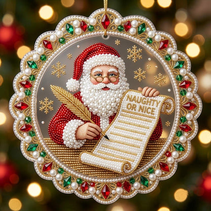 Sparkly Jeweled Santa Claus Christmas Ornament｜🎁Acrylic Xmas Tree Hanging Holiday Gift