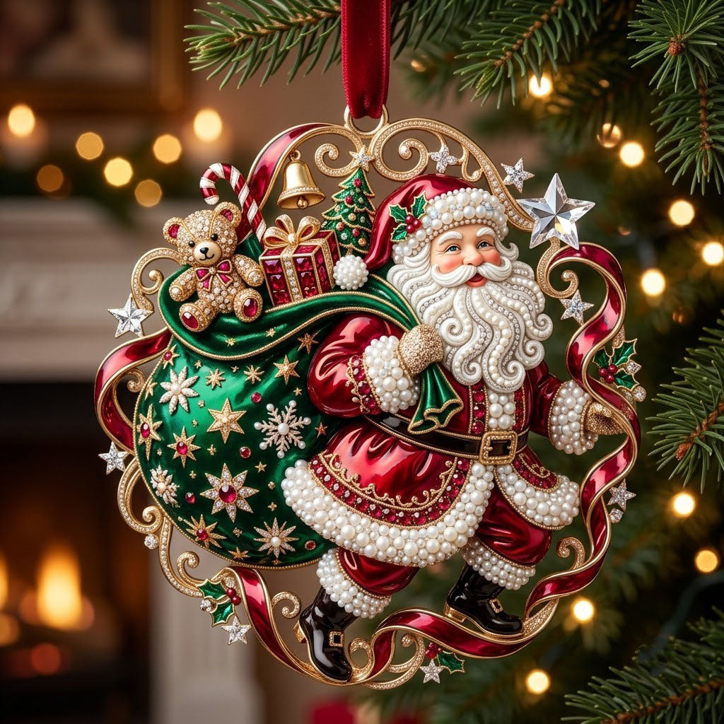 🎅Luxurious Embossed Christmas Tree Ornaments, 5 Classic Designs