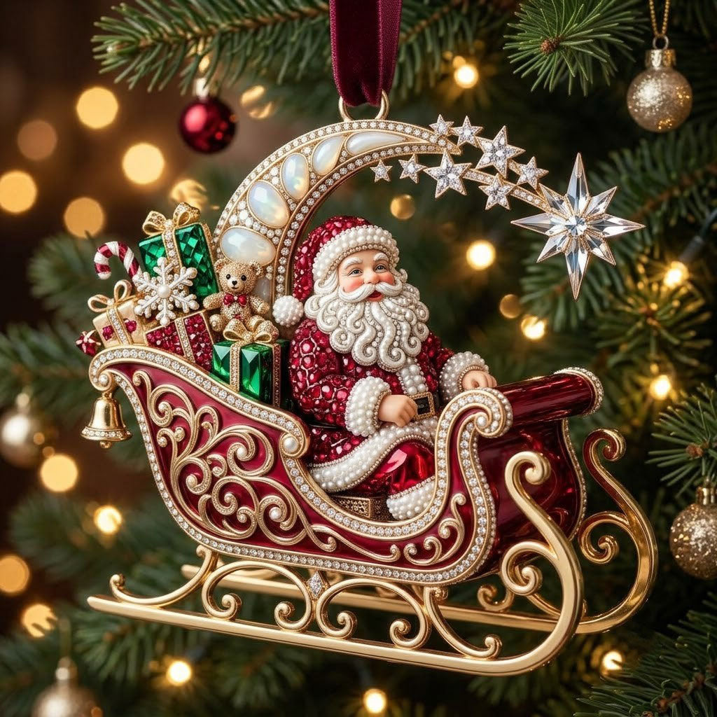 🎅Luxurious Embossed Christmas Tree Ornaments, 5 Classic Designs