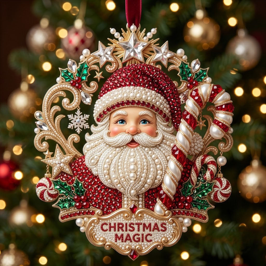 🎅Luxurious Embossed Christmas Tree Ornaments, 5 Classic Designs