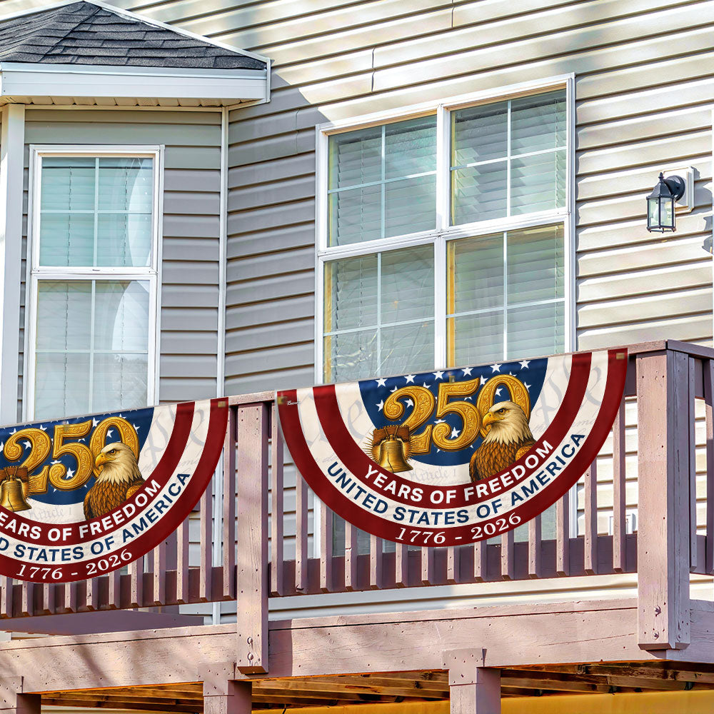 250 Years of Freedom American Fan Flag, Patriotic 1776 2026 Flag Decor