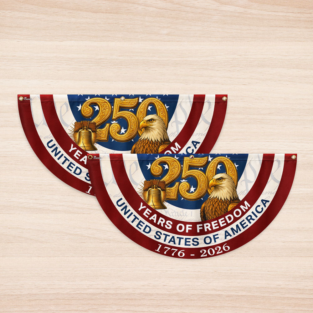 250 Years of Freedom American Fan Flag, Patriotic 1776 2026 Flag Decor
