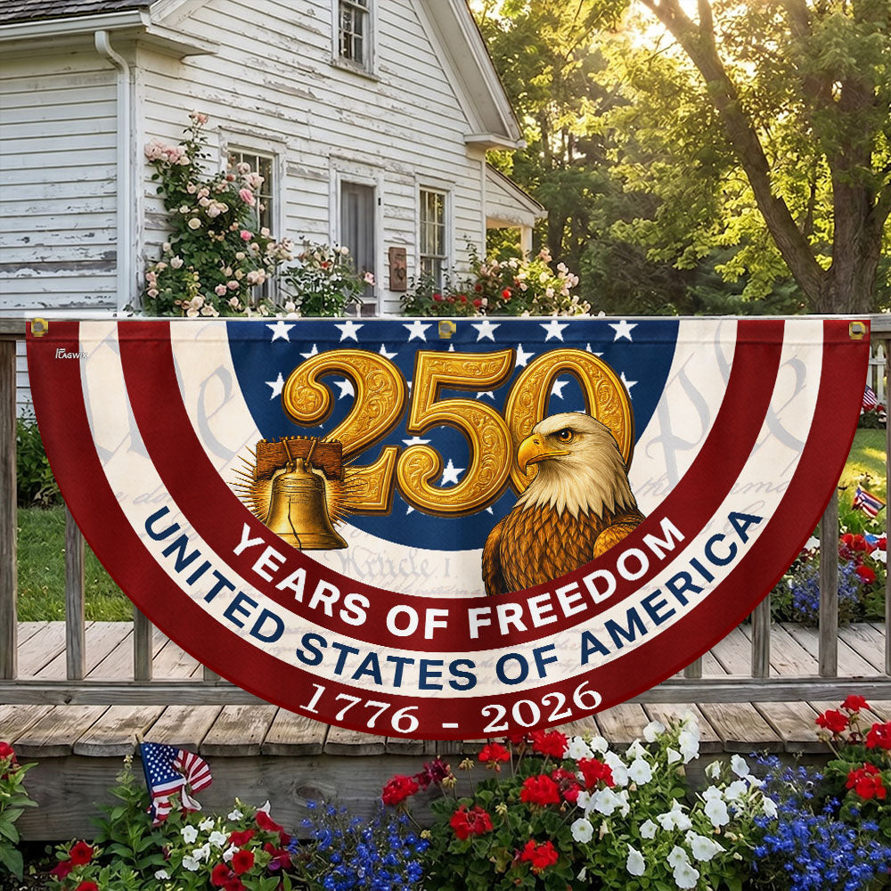 250 Years of Freedom American Fan Flag, Patriotic 1776 2026 Flag Decor