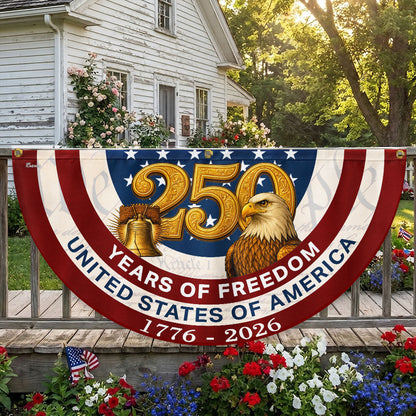 250 Years of Freedom American Fan Flag, Patriotic 1776 2026 Flag Decor