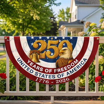 250 Years of Freedom American Fan Flag, Patriotic 1776 2026 Flag Decor