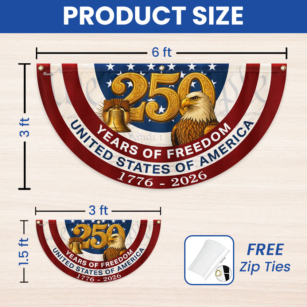 250 Years of Freedom American Fan Flag, Patriotic 1776 2026 Flag Decor
