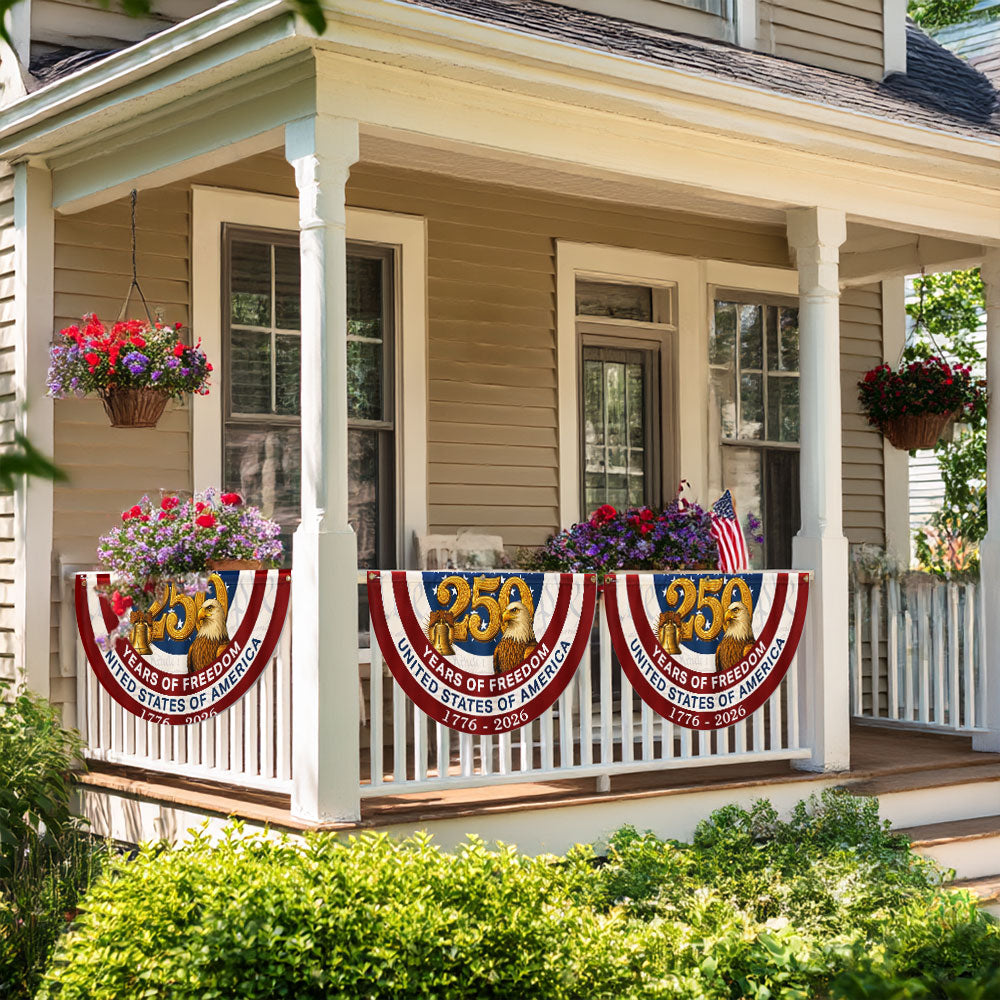 250 Years of Freedom American Fan Flag, Patriotic 1776 2026 Flag Decor