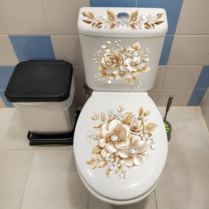 Last Day 50% OFF-Only$12.99🎁3-Piece Floral Bathroom Toilet Sticker Set – Decorative Peel & Stick Decals