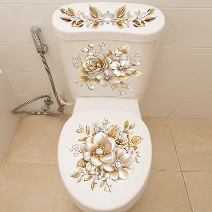 Last Day 50% OFF-Only$12.99🎁3-Piece Floral Bathroom Toilet Sticker Set – Decorative Peel & Stick Decals