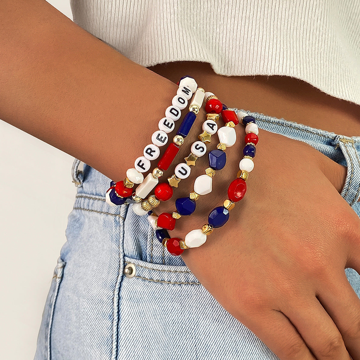 America 250 Freedom Heart Bracelet Stack
