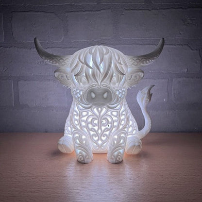 🐮 Highland Cow Tea Light Holder – Adorable Rustic Farmhouse Decor