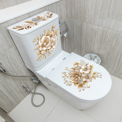 Last Day 50% OFF-Only$12.99🎁3-Piece Floral Bathroom Toilet Sticker Set – Decorative Peel & Stick Decals
