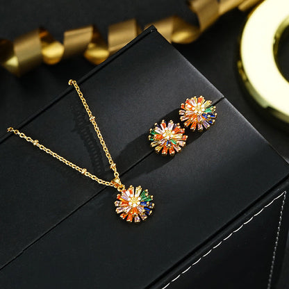 ✨ ✨ Colorful Firework Stud Earrings – Cubic Zirconia, 18K Plated, Festive 🎆