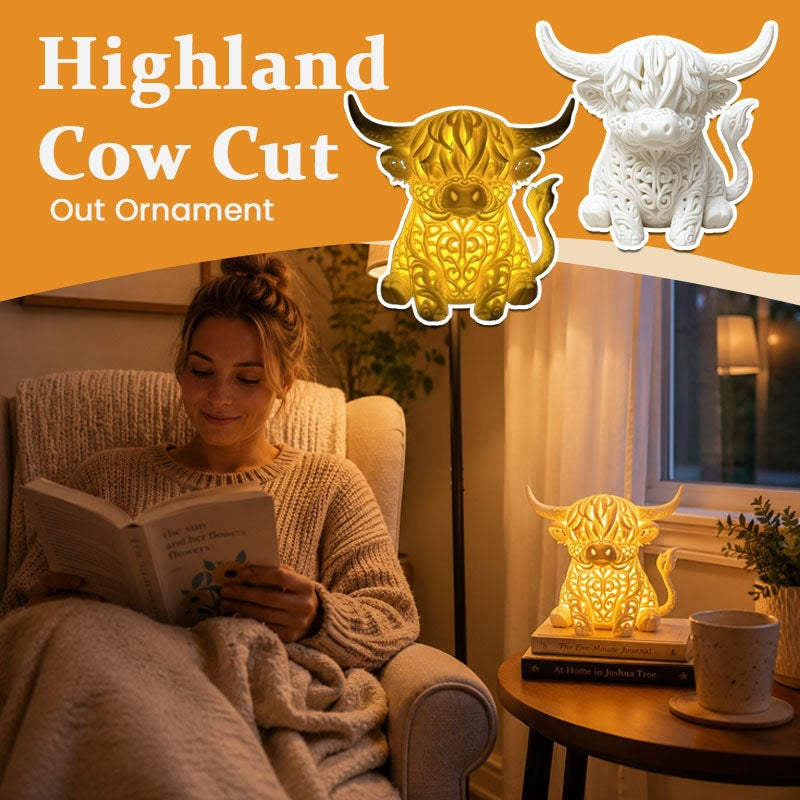 🐮 Highland Cow Tea Light Holder – Adorable Rustic Farmhouse Decor