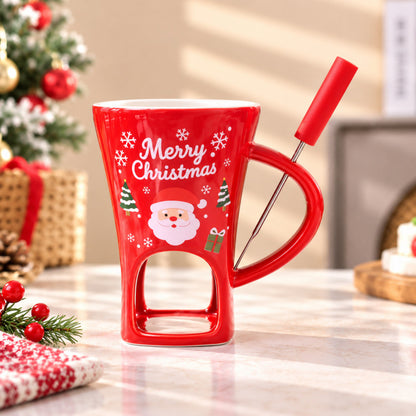 🍪Hot Sale 50% OFF☕Ceramic Chocolate and Cheese Fondue Melter Mug with Fork