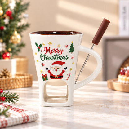 🍪Hot Sale 50% OFF☕Ceramic Chocolate and Cheese Fondue Melter Mug with Fork