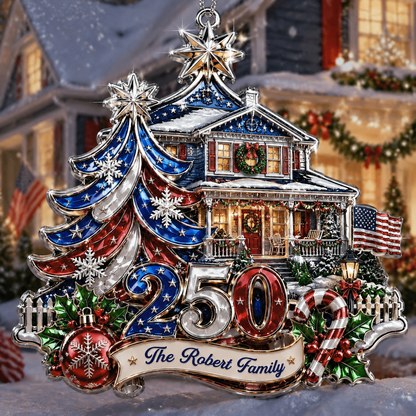 Personalized USA 250th Anniversary Christmas Ornament