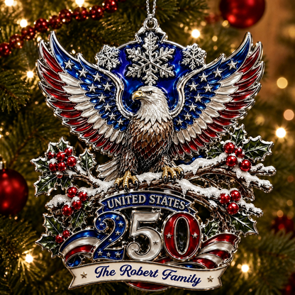 Personalized USA 250th Anniversary Christmas Ornament