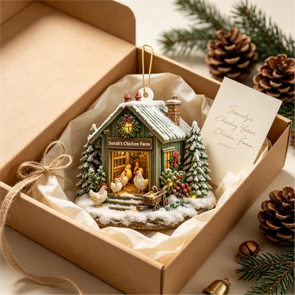 Personalized Chicken Farm Christmas Ornament