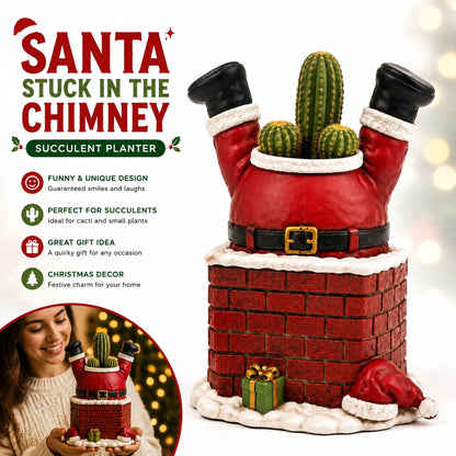Santa Stuck in the Chimney Succulent Planter 🎅🌵