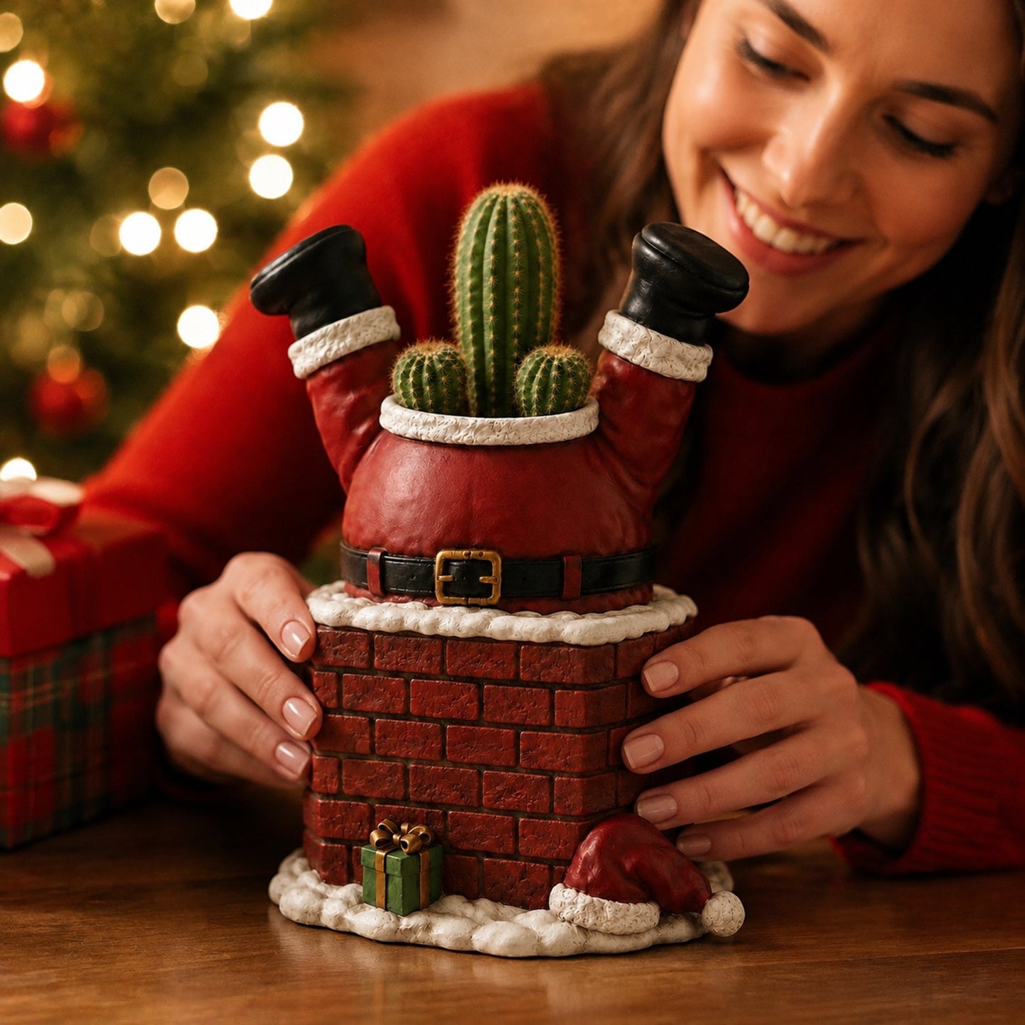 Santa Stuck in the Chimney Succulent Planter 🎅🌵