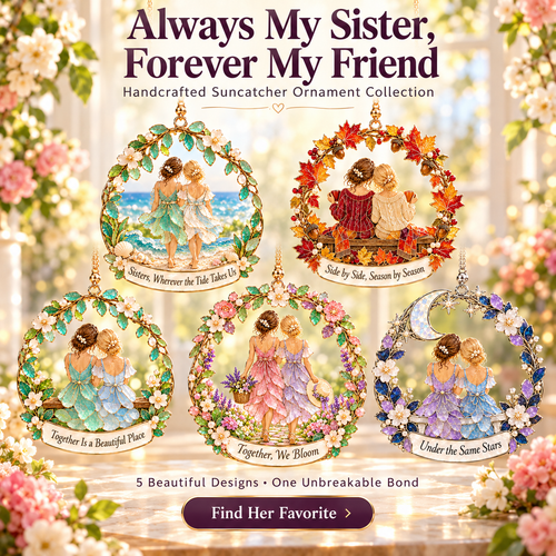 💖 "Always My Sister, Forever My Friend" Handcrafted Suncatcher Ornament Collection