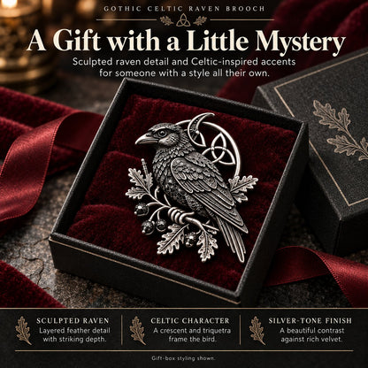 🔥LAST DAY 50% OFF - 🐦‍⬛ Gothic Celtic Raven Brooch – Dark Academia Statement Pin