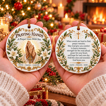 Christian Faith Ceramic Ornament – Double-Sided Keepsake for Peace, Comfort & Daily Blessings