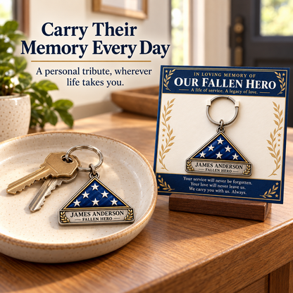 Personalized Fallen Hero Memorial Keychain with Tribute Card