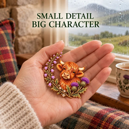 Highland Cow & Thistle 🏴󠁧󠁢󠁳󠁣󠁴󠁿 Scottish Heritage Enamel Brooch