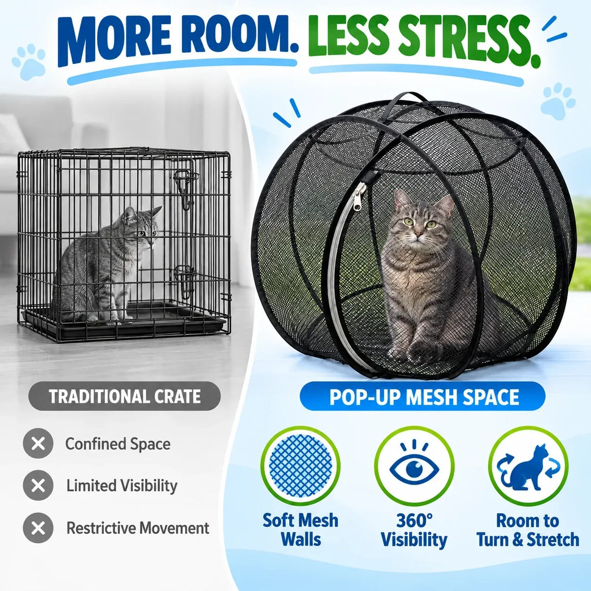⏳ Last Day 50% OFF – 🐱 Pop Up Cat Playpen | 32-Inch Breathable Mesh Enclosure for Indoor & Outdoor Use 🌿