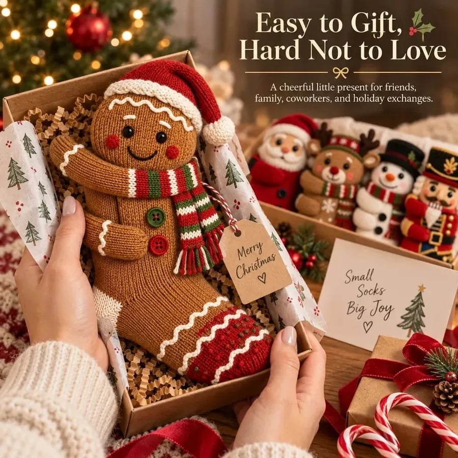 🧦3D Hugging Christmas Socks 🎅 Cute Knit Holiday Socks 5 Designs