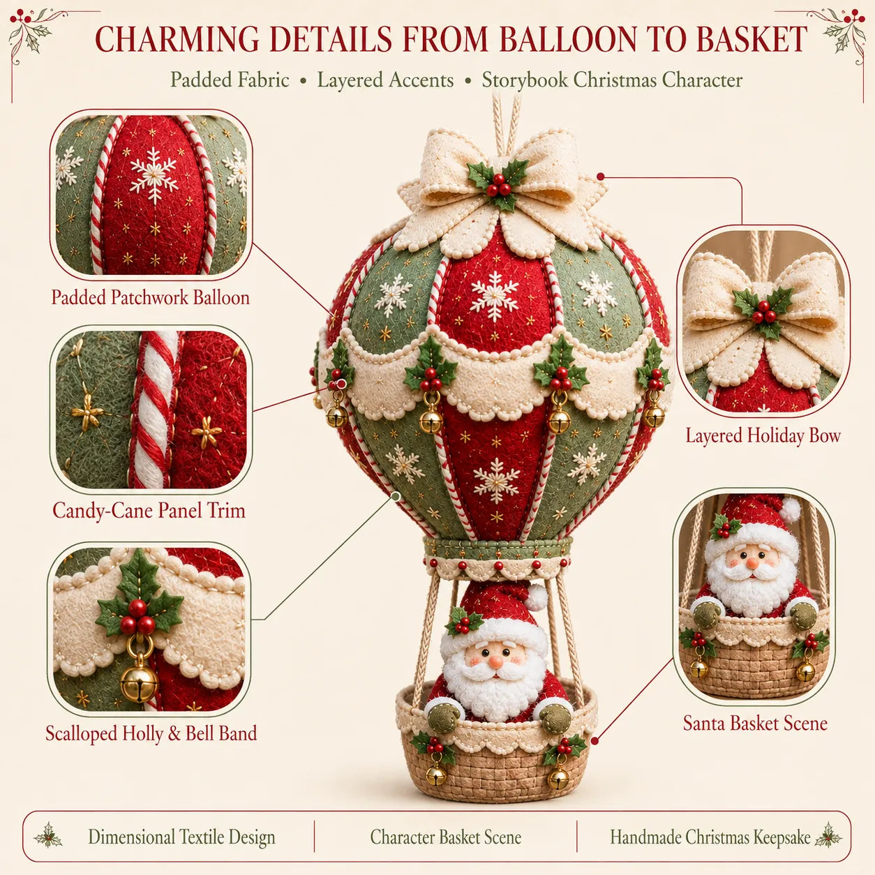 ⏳ Last Day 50% OFF – 🎈 Beginner-Friendly Christmas Hot Air Balloon Hanging Decor DIY Kit Collection | Complete Kit with Coordinated Fabrics, Decorative Accents & Crafting Materials Included 💕