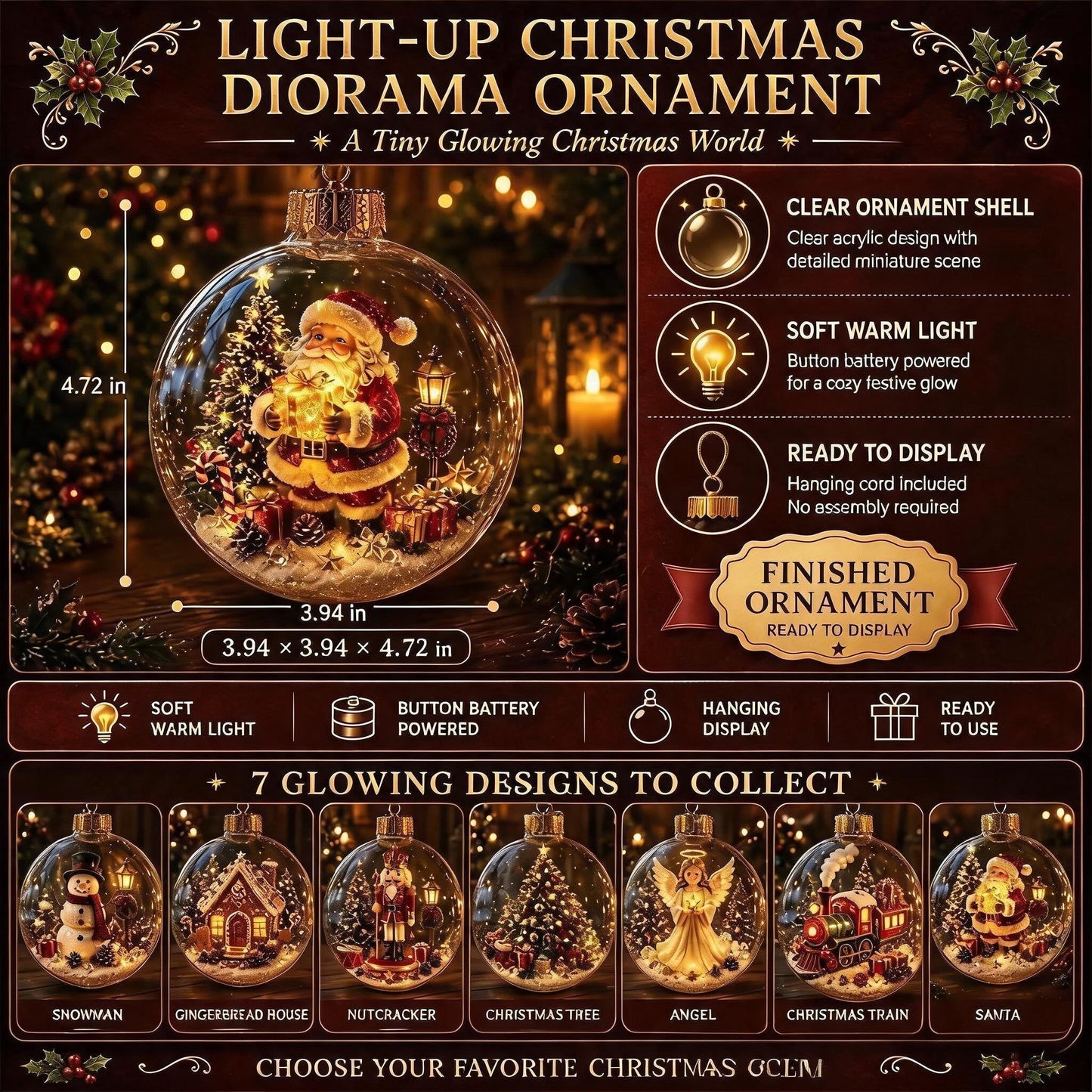 🔥 LAST DAY 49% OFF – 🎄Glowing Christmas Diorama Ornament