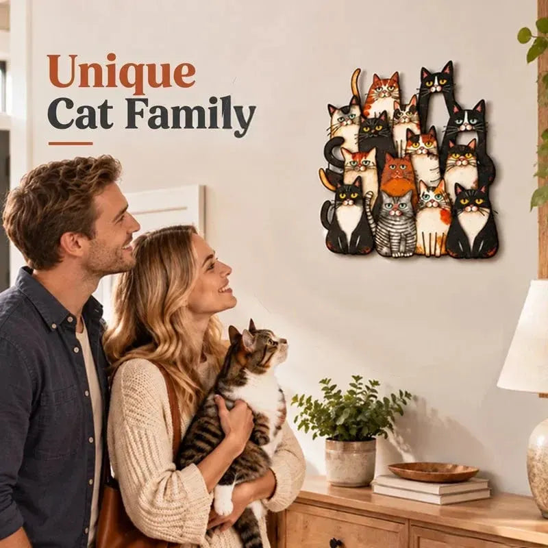 😻🐾Whimsical Cat Family Metal Wall Art