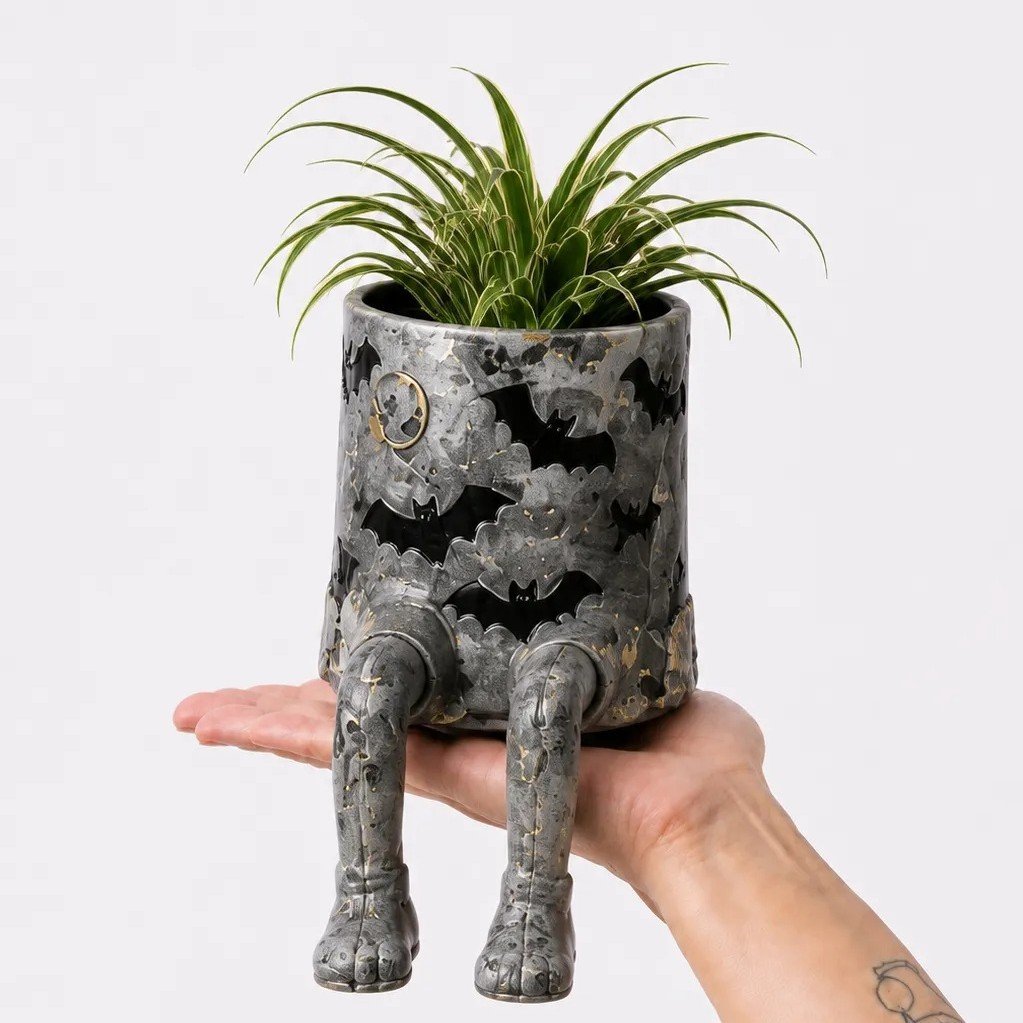 💀🎃Halloween Whimsical Hanging Leg Planter Hand-Painted Resin Succulent Pot💐