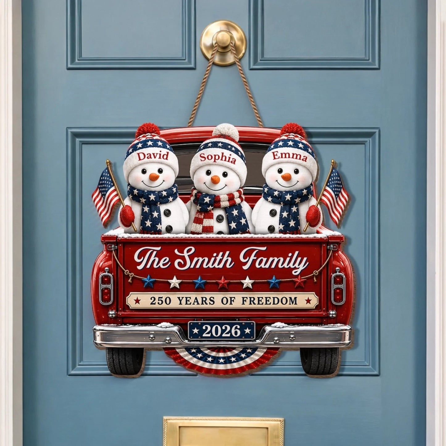 Custom Snowman Premium 3D Ornament - Personalized America 250th Anniversary Christmas Gifts For Mom, Dad, Brother, Sister - Celebrating Home And Holiday