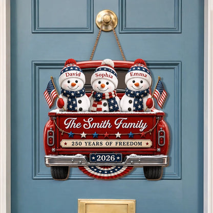 Custom Snowman Premium 3D Ornament - Personalized America 250th Anniversary Christmas Gifts For Mom, Dad, Brother, Sister - Celebrating Home And Holiday