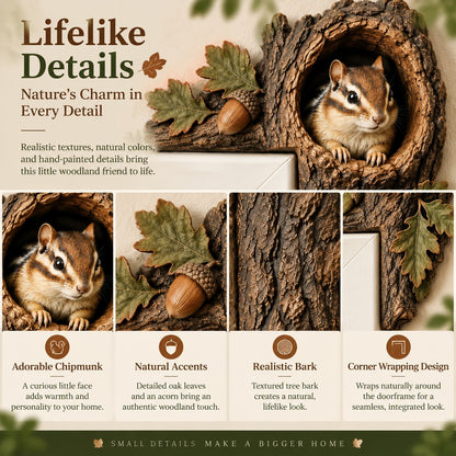 ⏰LAST DAY 50% OFF 🐿️ Chipmunk Tree Hollow Door Topper | Woodland Animal Doorway Decor For Cozy Nature Homes