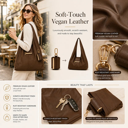 Transformable Bag – Stylish Vegan Leather Tote & Keychain Charm