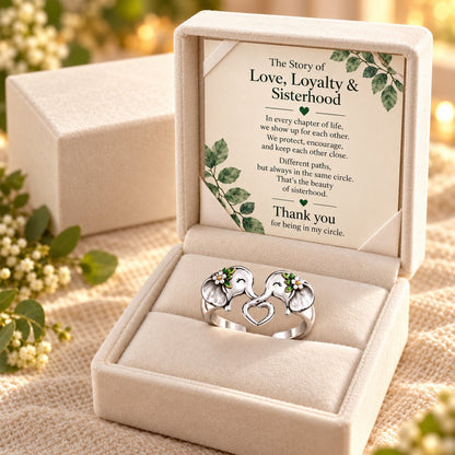 🐘  Elephant Heart Ring – Meaningful Sisterhood & Best Friend Gift with Message Card